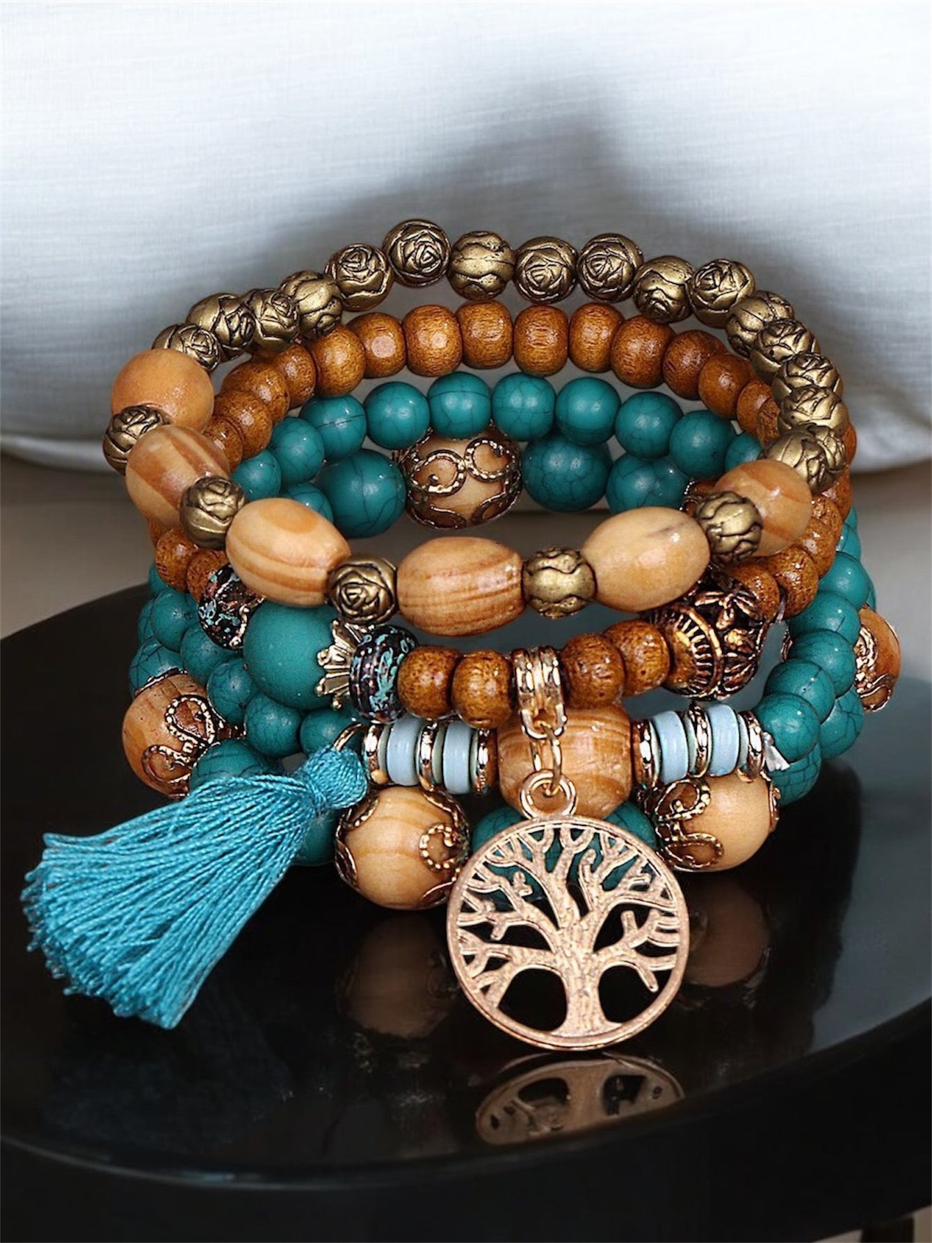 Tassel Boho Tree of Life Bracelet Set