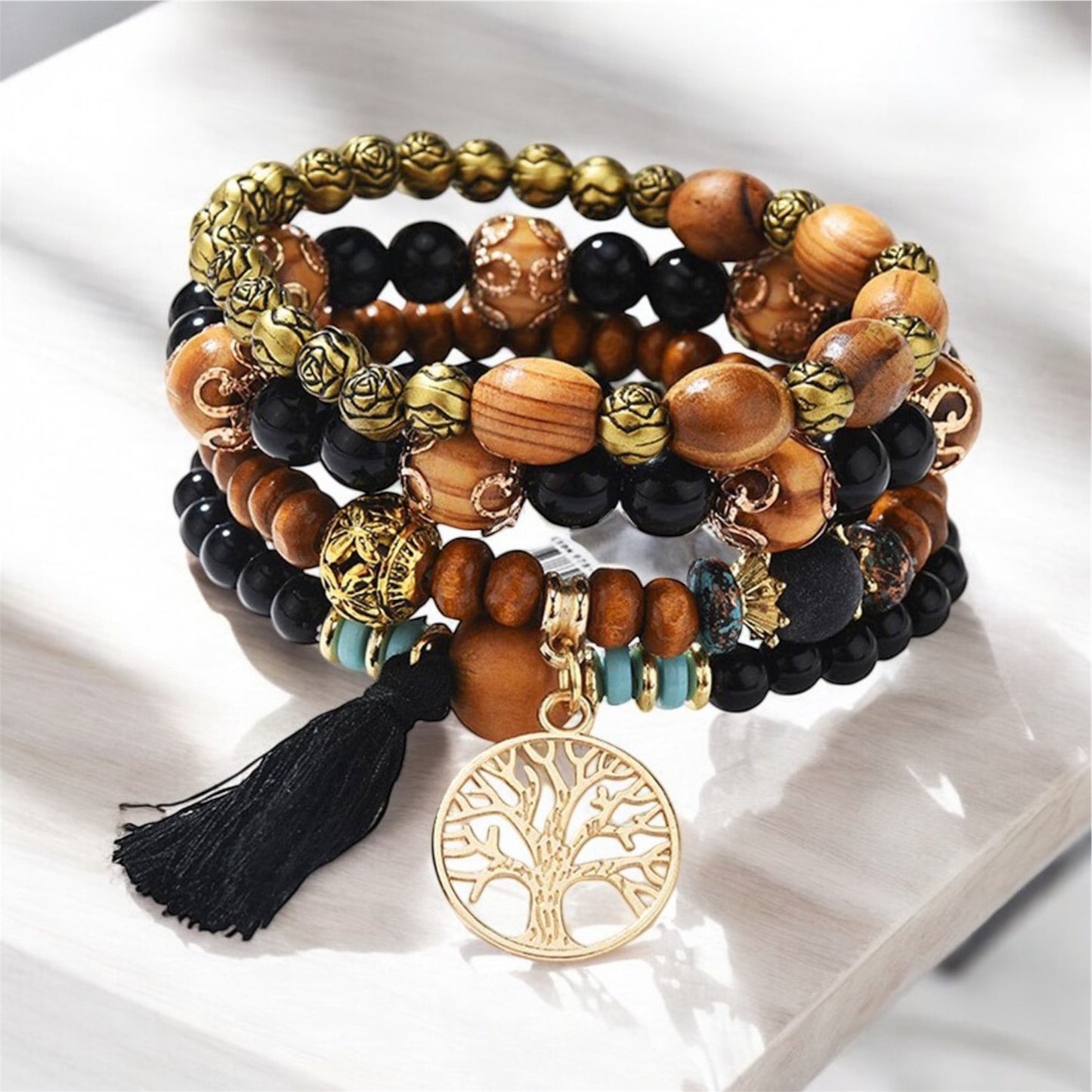 Tassel Boho Tree of Life Bracelet Set