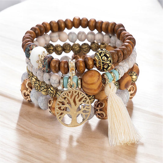 Tassel Boho Tree of Life Bracelet Set